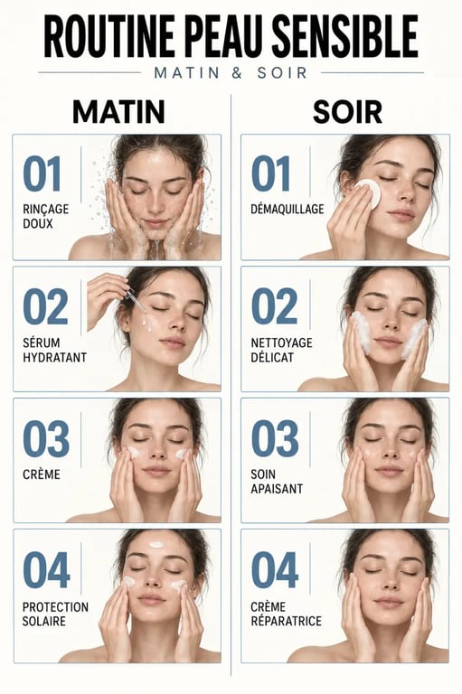 Routine beauté peau sensible matin et soir avec l’ordre des soins