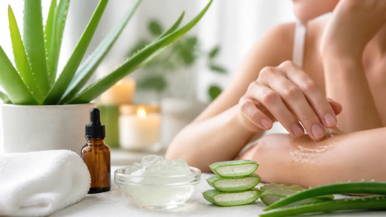 Composition douce et lumineuse autour d’un rituel de soin naturel, inspiré de l’aloe vera