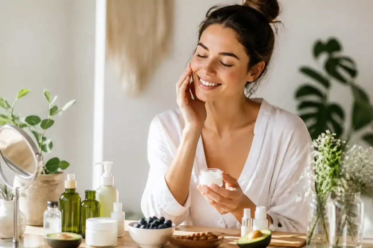 Rituel de beauté naturelle et moments de pleine conscience